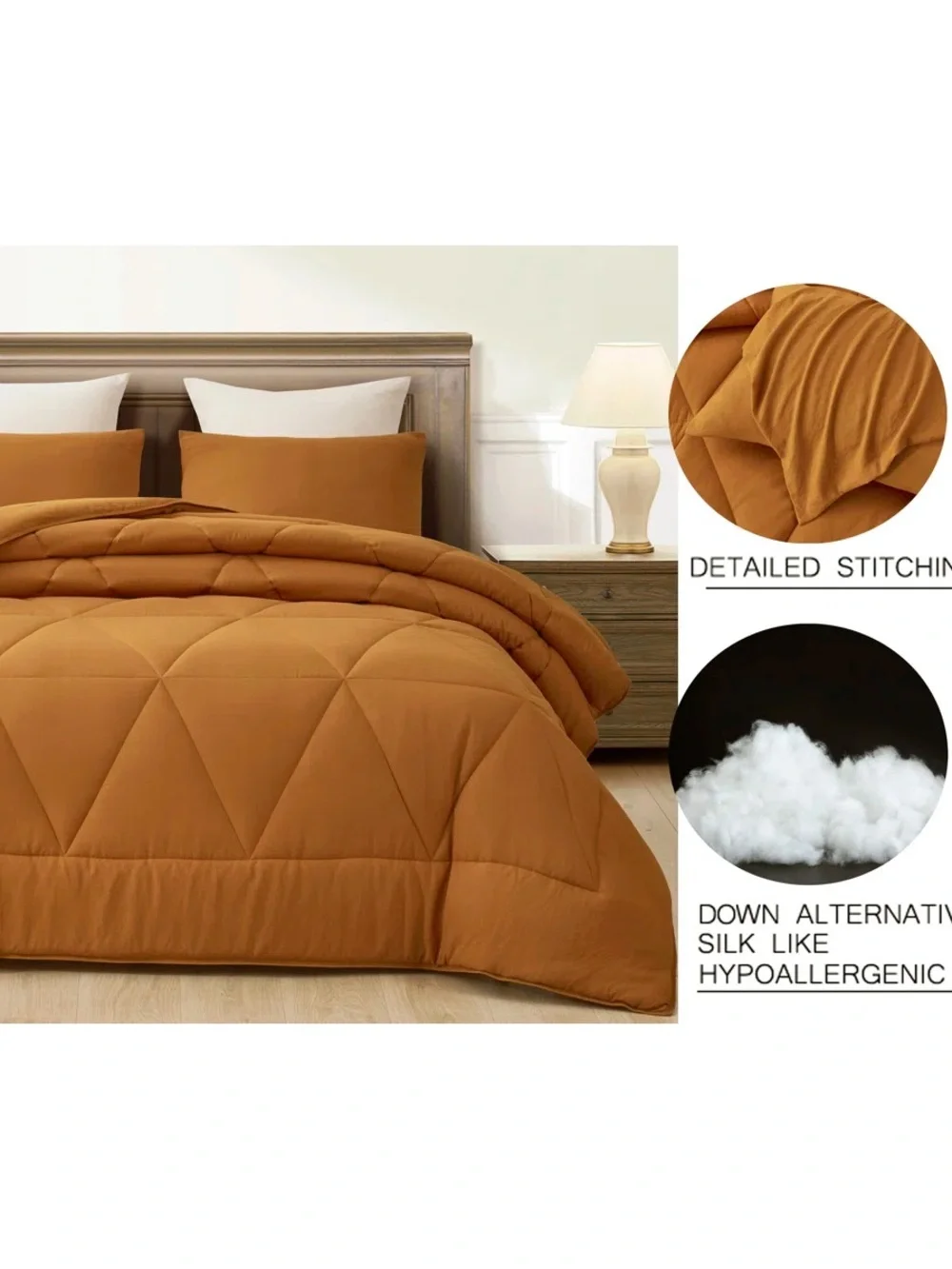 Solid Caramel Comforter Set - Cozy Microfiber Bedding